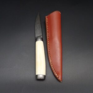 H. Schmidbauer Hunter Jagdmesser Damastklinge (8,1 cm) Walrosszahn handgefertigt