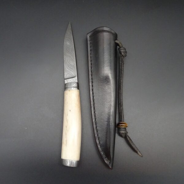 H. Schmidbauer Hunter Jagdmesser Damastklinge (9,2 cm) Oosik handgefertigt