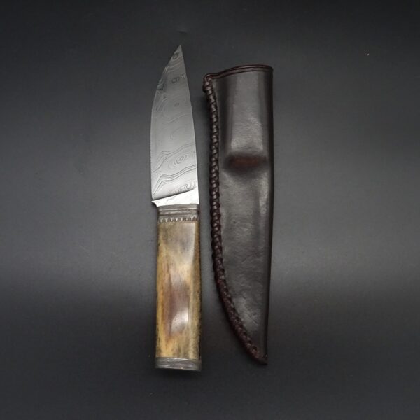 H. Schmidbauer #16 Old Hunter Damasteel Stellersche Seekuh Fossil Klinge 12,3cm