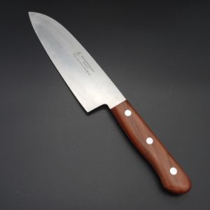 Herder Windmühlenmesser Lignum 3 Santokumesser Carbon (nicht rostfrei) Pflaumenholz 16,5 cm Klinge
