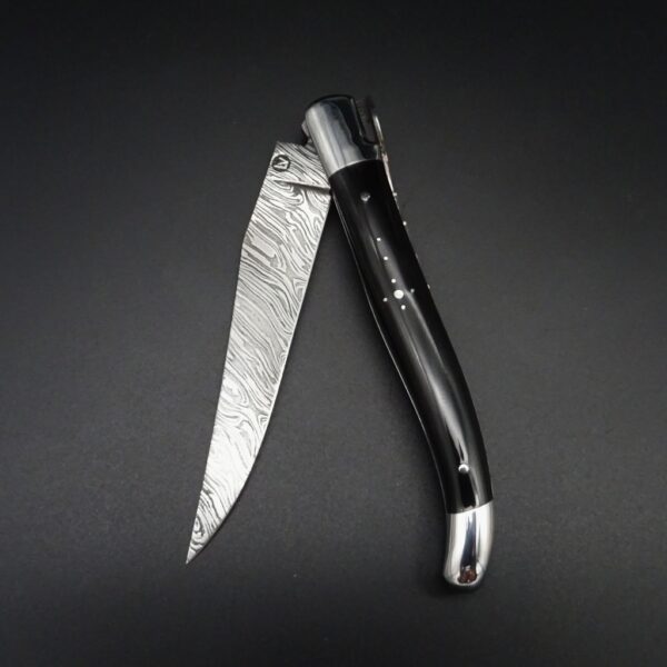 Fachhandel & Onlineshop • De Rosa • feine Messer & Scheren • Rosenstraße 1 • Tegernsee • De Rosa feine Messer & Scheren Tegernsee Laguiole Taschenmesser TEGERNSEE DAMAST Hornspitze schwarz 9 cm Klinge