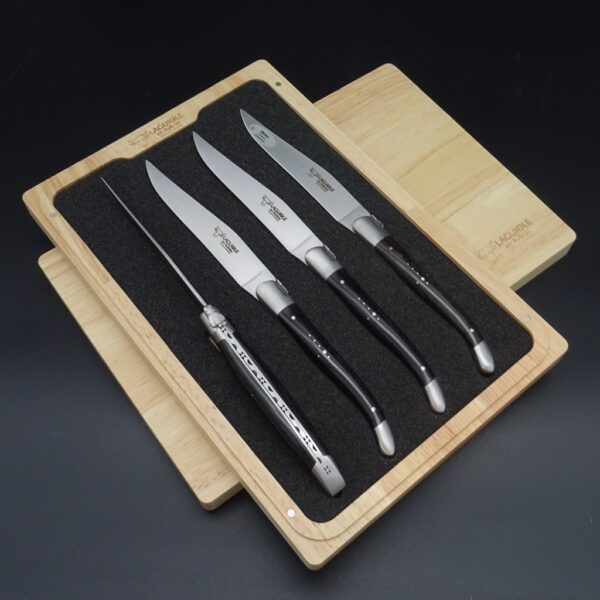 Laguiole en Aubrac Steakmesserset Ebenholz 4 tlg
