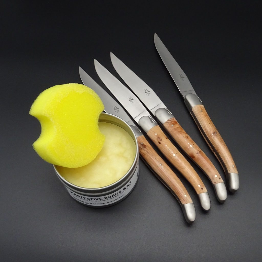 Pflege/-Impregnierung der Griffe • De Rosa feine Messer & Scheren Tegernsee SERVICE Griffpflege Steakmesser